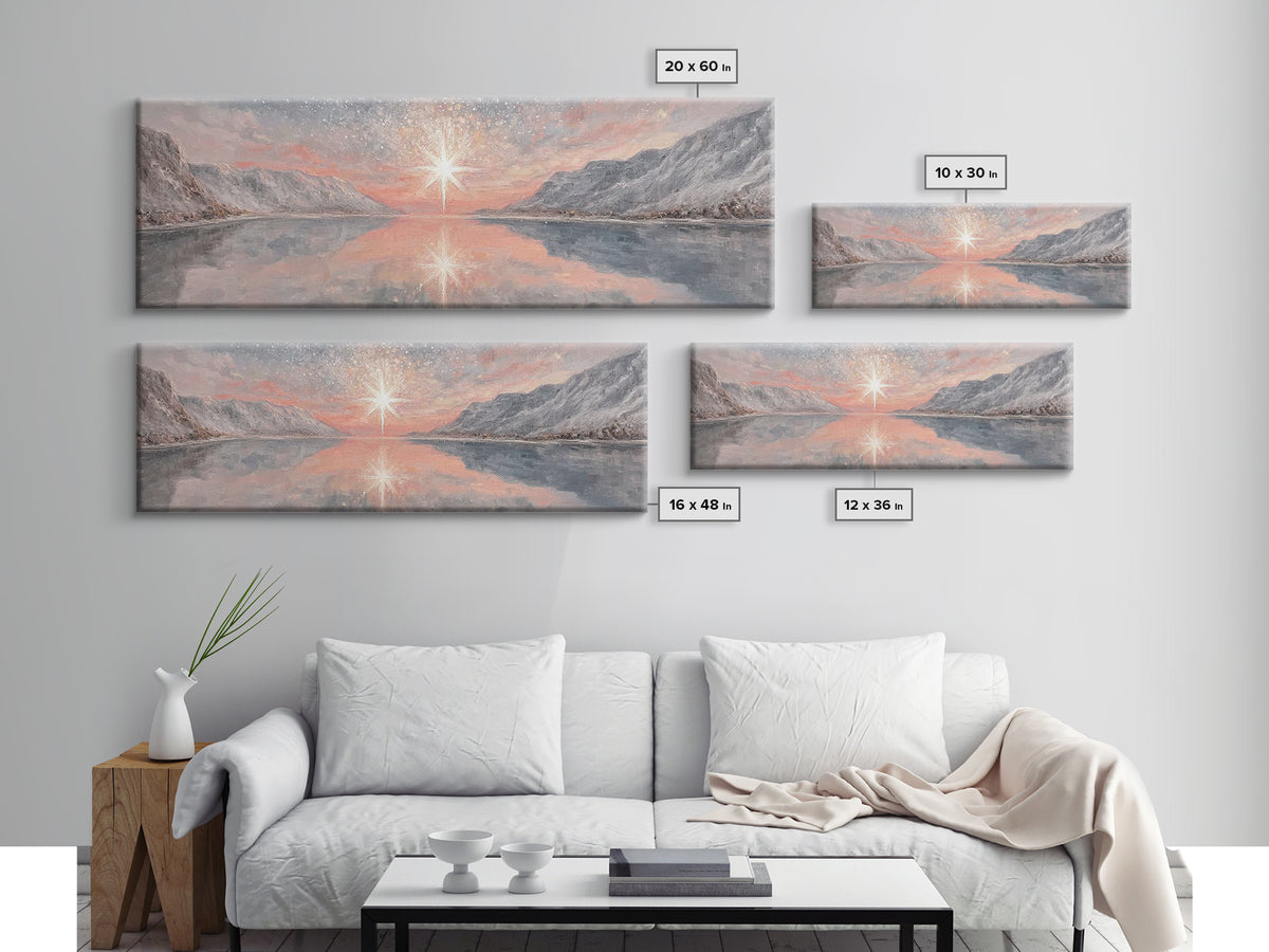 Star Of Bethlehem, Framed Canvas Print, Panoramic Art, Christian Art Canvas, Christian Christmas Art, Christian Wall Art, Modern Christian