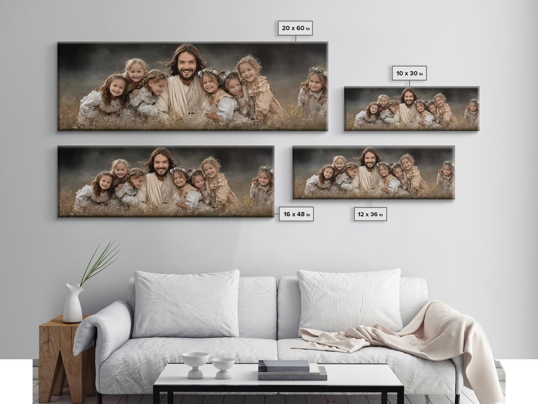 Fields Of His Children – Framed Canvas Print – Christian Wall Art – Panoramic Art – Jesus Painting – Christian Art Canvas – Christian Gift