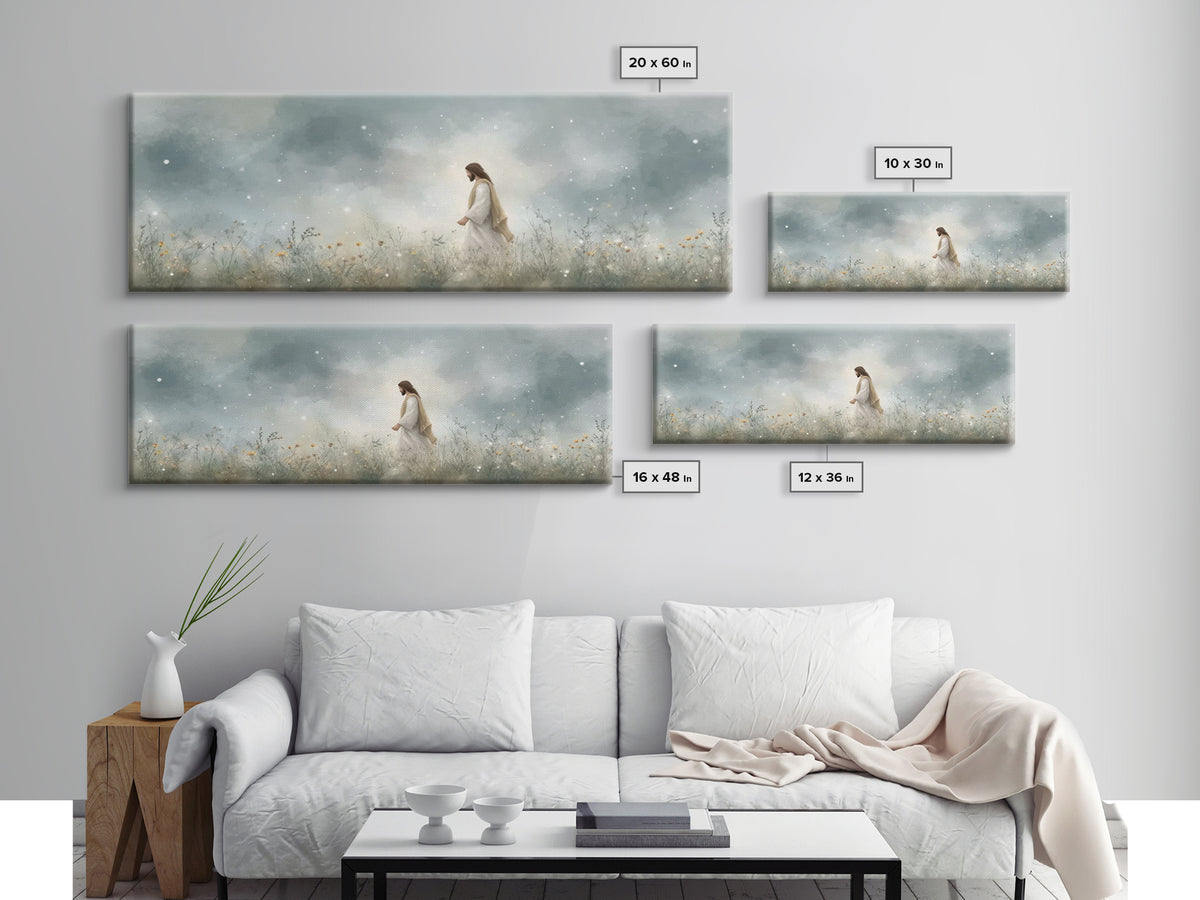 Gentle Wonder | Framed Canvas Print | Christian Art | Jesus Painting | Panoramic Painting | Christian Art Canvas | Christian Wall Art | Chr