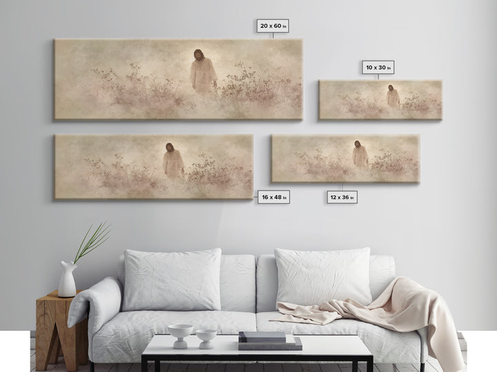 Stillness Of Faith - Framed Canvas Print - Panoramic Art - Christian Art Canvas - Christian Wall Art - Jesus Painting - Modern Christian Ar