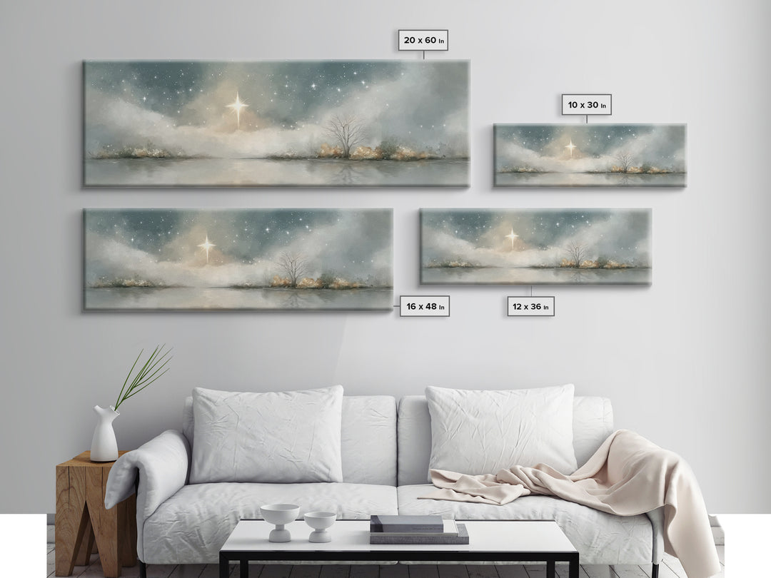Heavenly Night | Framed Canvas Print | Panoramic Print | Christian Art | Christmas Wall Art | Christian Art Canvas | Christian Christmas De