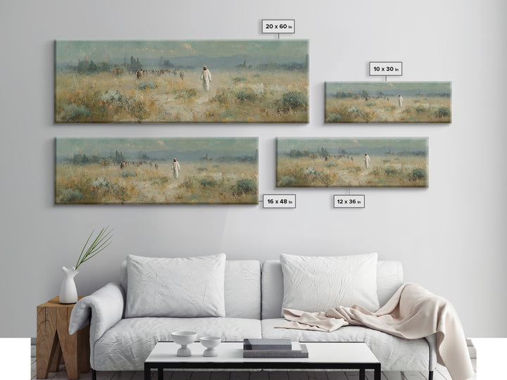 Horizon Of Mercy, Framed Canvas Print, Panoramic Wall Art, Christian Art Canvas, Christian Art, Jesus Painting, Subtle Christian Art, Chris