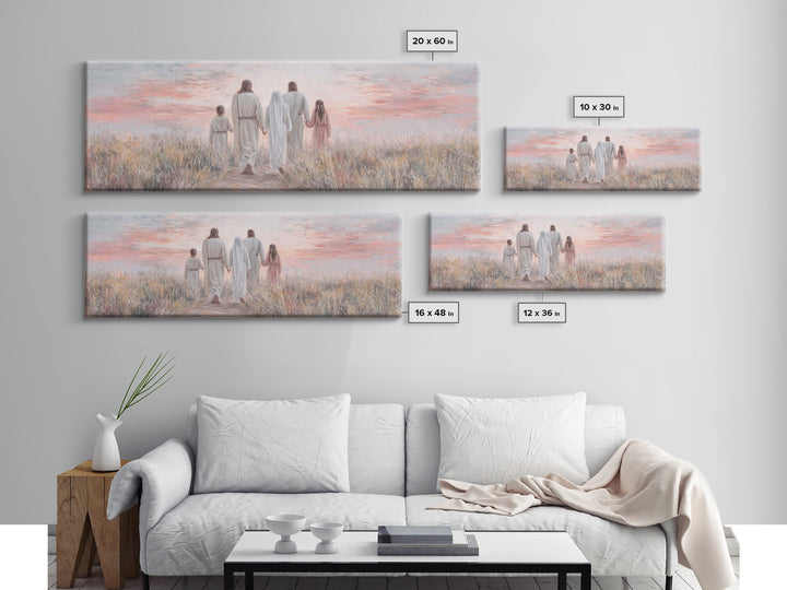 Evening Path Grace, Framed Canvas Print, Panoramic Print, Christian Wall Art, Christian Art Canvas, Jesus Painting, Christian Gift Ideas, S