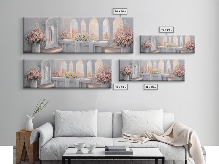 Sanctuary Blossoms – Framed Canvas Print – Panoramic Painting – Christian Art – Christian Art Canvas – Christian Decor – Christian Gift Ide