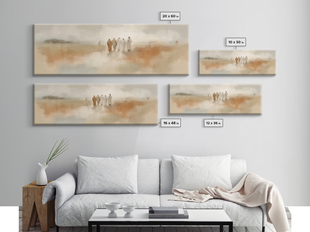Gathered In Faith – Framed Canvas Print – Panoramic Art – Christian Art Canvas – Christian Wall Art – Jesus Painting – Modern Christian Art