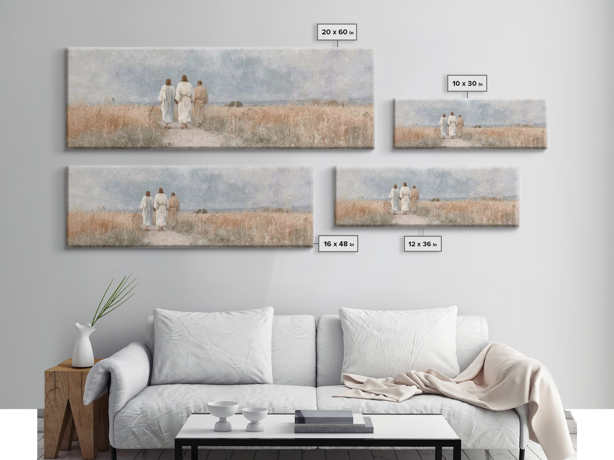 Fields Of Grace | Framed Canvas Print | Panoramic Frame | Christian Wall Art | Christian Art Canvas | Jesus Painting | Christian Decor