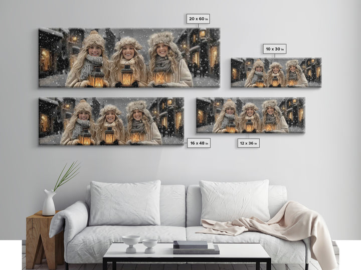 Winter Lantern Joy | Framed Canvas Print | Panoramic Art | Christmas Wall Art | Christian Christmas Art | Christian Decor | Christian Art C