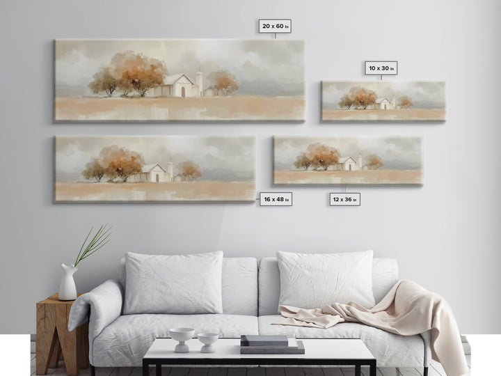 Autumn Church Peace | Framed Canvas Print | Panoramic Art | Christian Wall Art | Christian Art Canvas | Christian Decor | Christmas Art