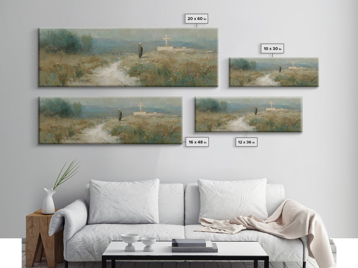 Silent Hill Cross | Framed Canvas Print | Christian Wall Art | Panoramic Print | Christian Art Canvas | Christian Painting | Vintage Christ