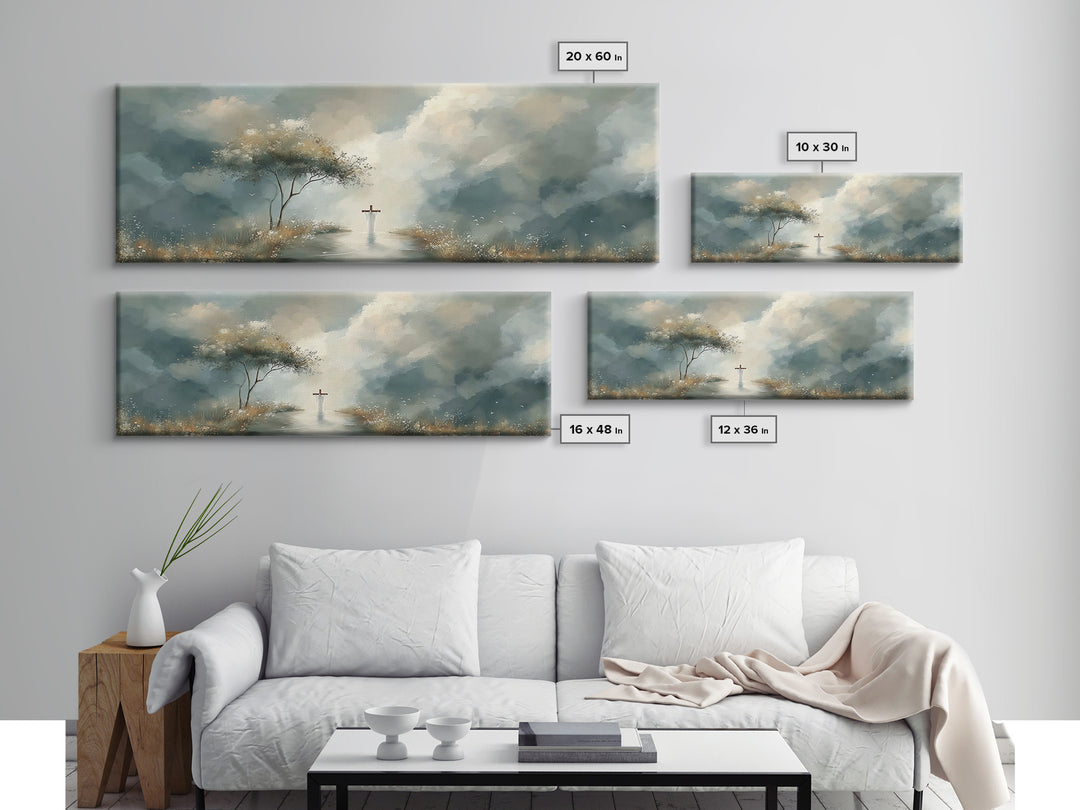 Heavenly Stillness, Framed Canvas Print, Christian Art Canvas, Panoramic Art, Christian Painting, Minimalist Christian Art, Christian Wall