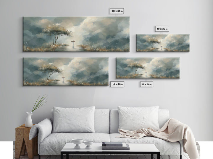 Heavenly Stillness, Framed Canvas Print, Christian Art Canvas, Panoramic Art, Christian Painting, Minimalist Christian Art, Christian Wall
