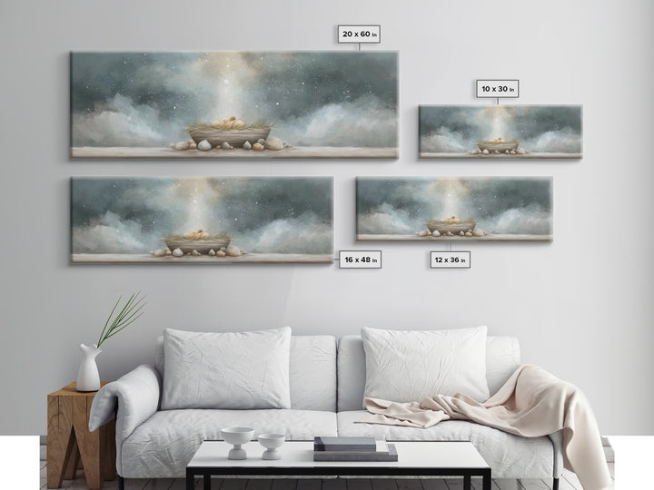 Nativity Wonder, Framed Canvas Print, Christian Christmas Art, Panoramic Art, Christian Art Canvas, Christmas Wall Art, Christian Gift Idea