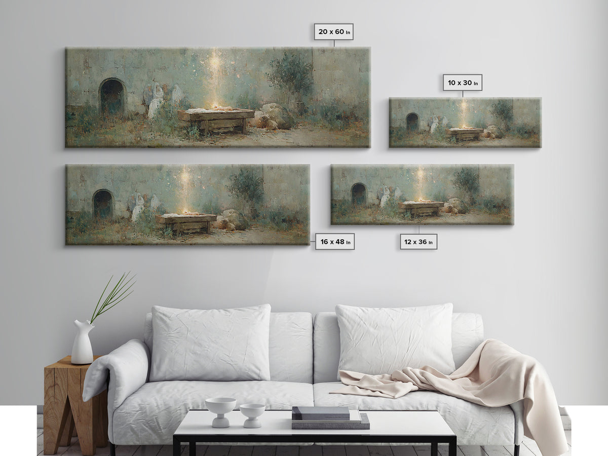 Holy Birthstead – Framed Canvas Print – Christian Christmas Art – Panoramic Wall Art – Christian Art Canvas – Christmas Wall Art – Christia