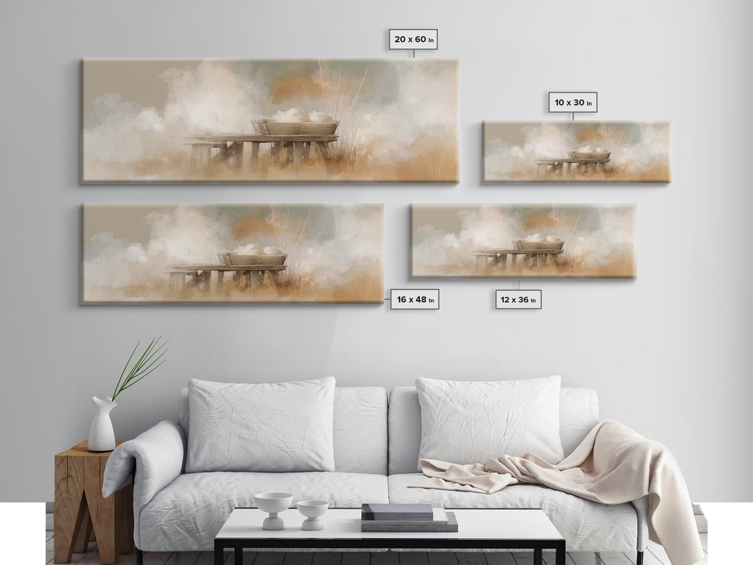 Gentle Manger Light – Framed Canvas Print – Panoramic Art – Christian Wall Art – Christian Art Canvas – Christmas Art – Christian Christmas