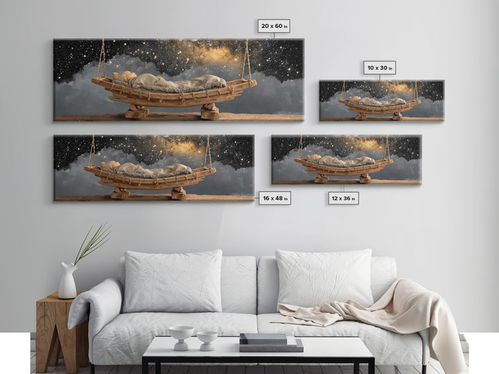 Starborn Rest | Framed Canvas Print | Panoramic Painting | Christian Art Canvas | Christmas Art | Modern Christian Art | Christian Wall Art