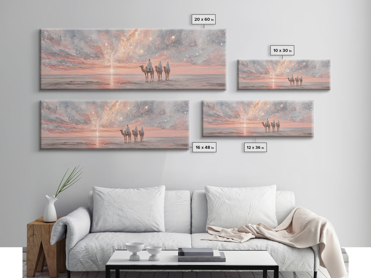 Dawn Star Journey, Framed Canvas Print, Panoramic Art, Christian Wall Art, Christian Art Canvas, Christmas Art Prints, Christian Gift Ideas