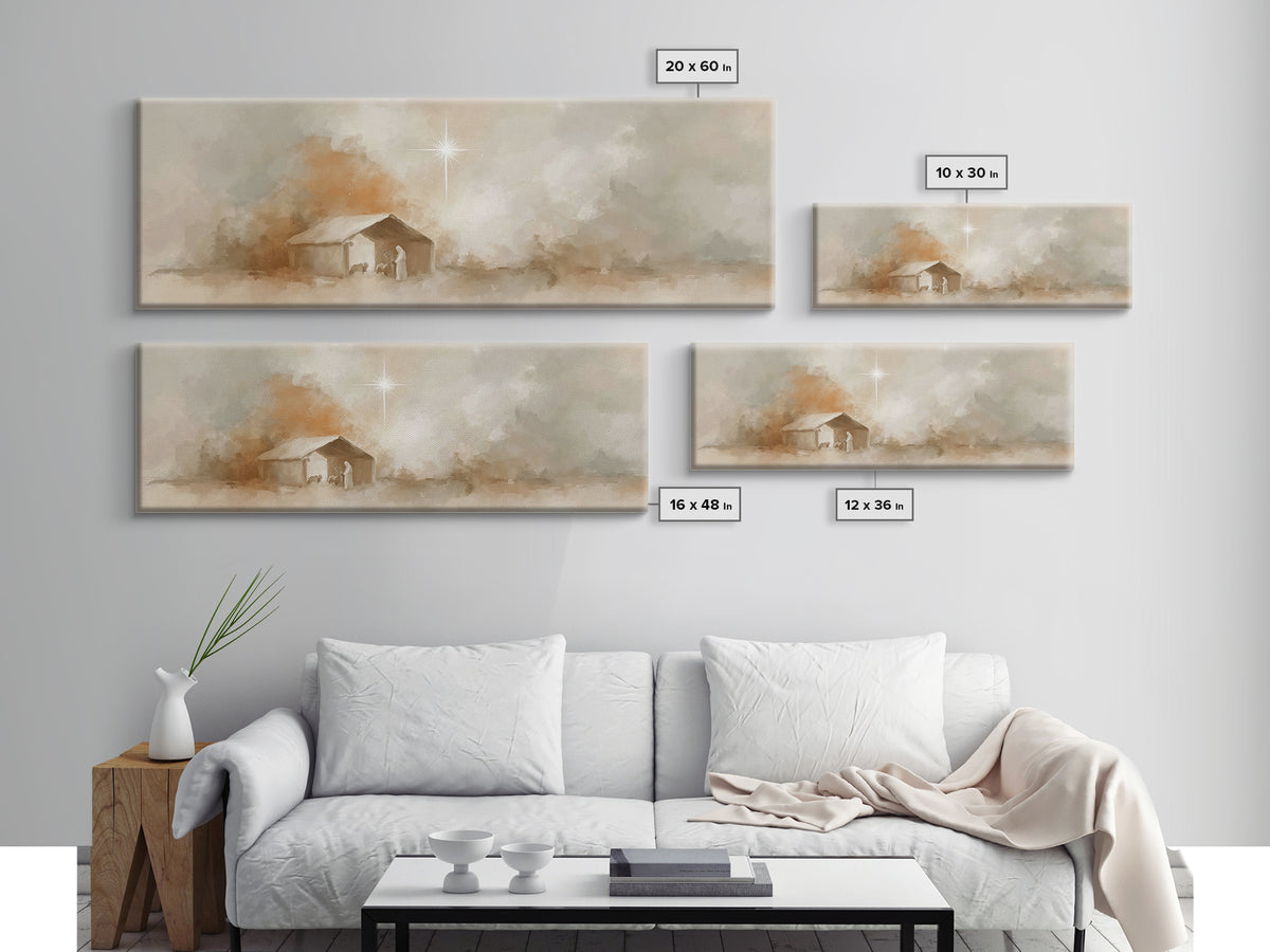 Bethlehem Dawn | Framed Canvas Print | Panoramic Painting | Christian Art | Christmas Wall Art | Christian Art Print | Christian Christmas
