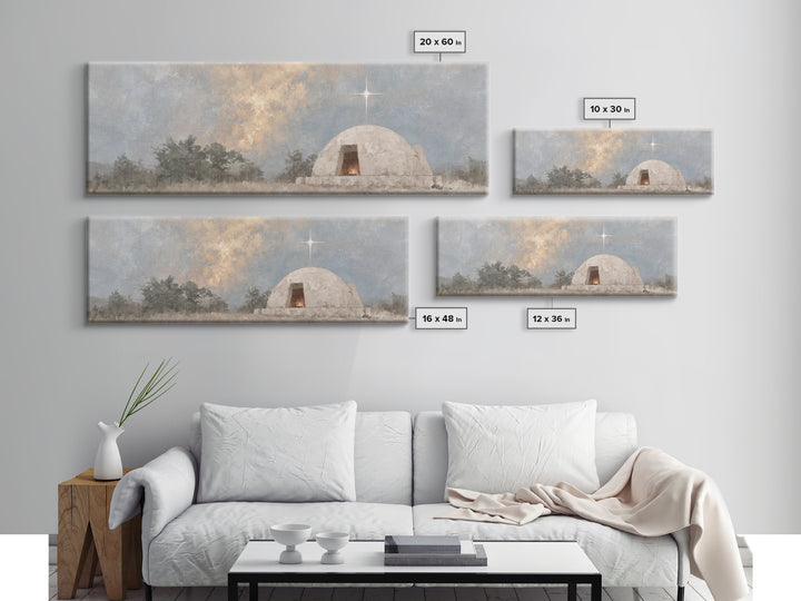 Nativity Light, Framed Canvas Print, Panoramic Art, Christmas Wall Art, Christian Art Gift, Christian Art Work, Christmas Canvas Wall Art