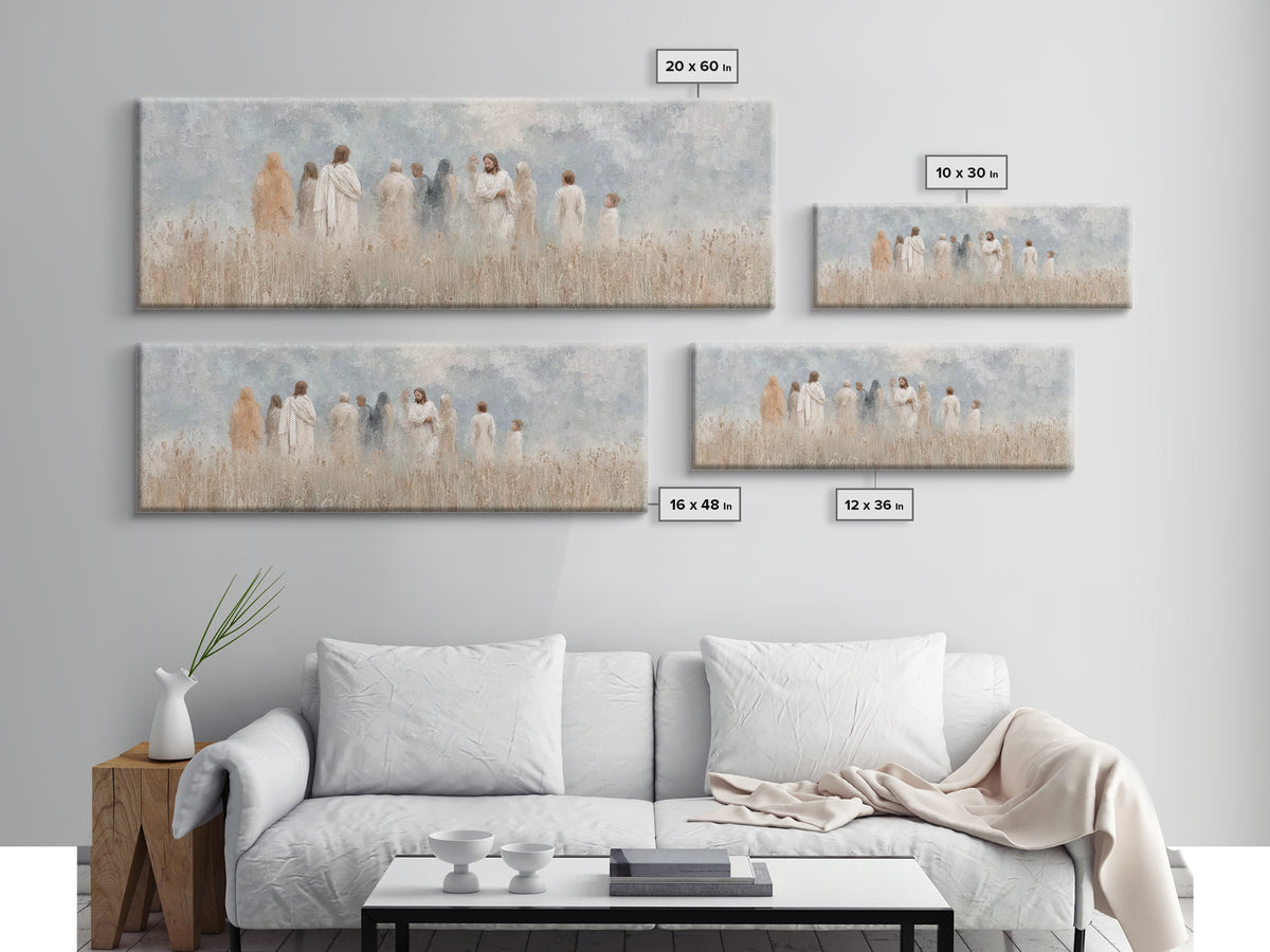 Gathered In Grace | Framed Canvas Print | Panoramic Art | Christian Wall Art | Christian Art Painting | Jesus Art Print | Christian Decor