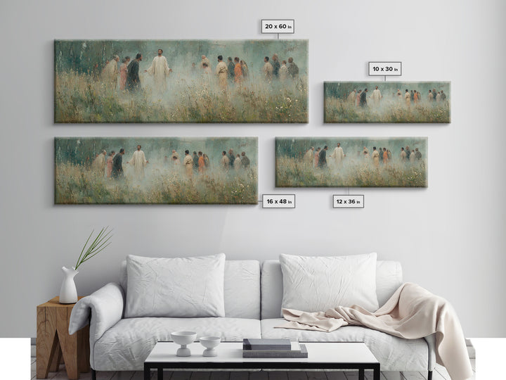 Mist Of Revelation, Framed Canvas Print, Christian Wall Art, Jesus Painting, Christian Art Canvas, Panoramic Frame, Vintage Christian Art