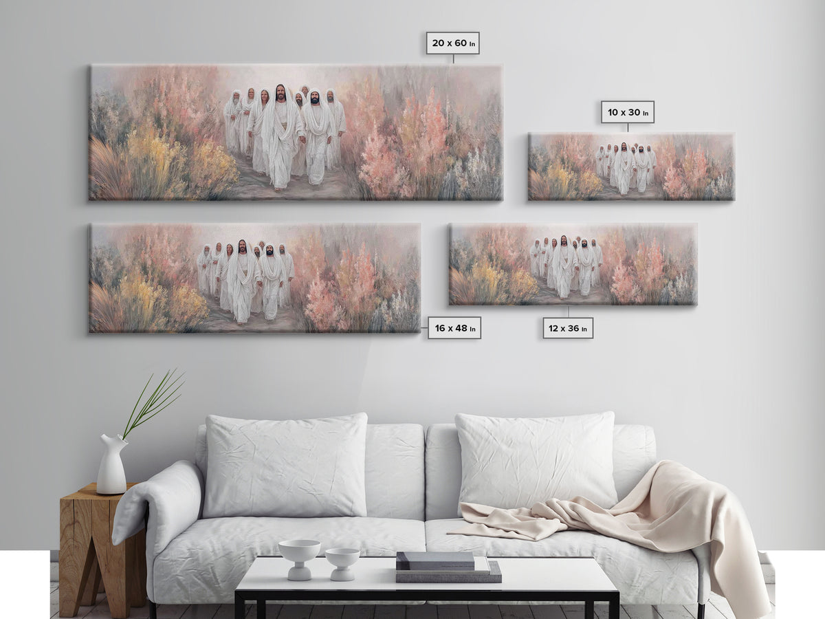 Walking In Glory | Framed Canvas Print | Christian Art Canvas | Christian Wall Art | Jesus Painting | Panoramic Art | Modern Christian Art