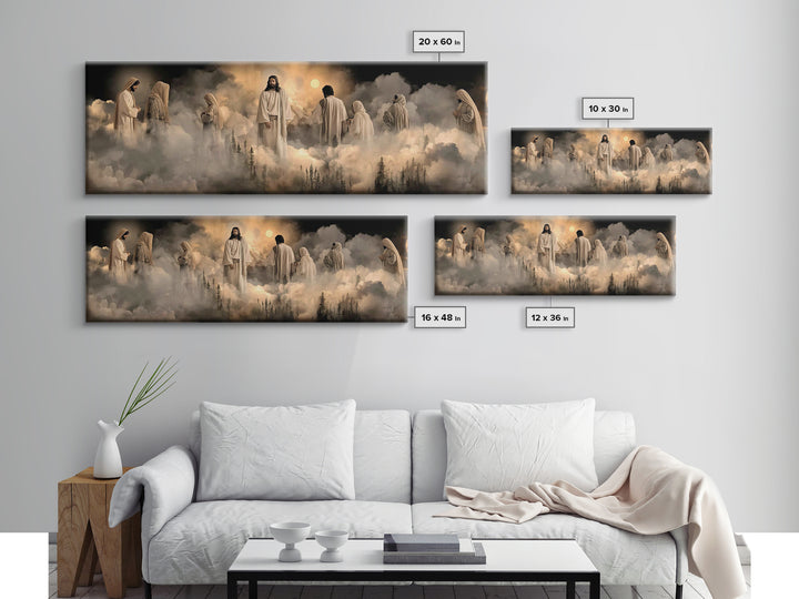 Heavenly Gathering – Framed Canvas Print – Christian Wall Art – Christian Art Canvas – Jesus Painting – Panoramic Painting – Christian Deco