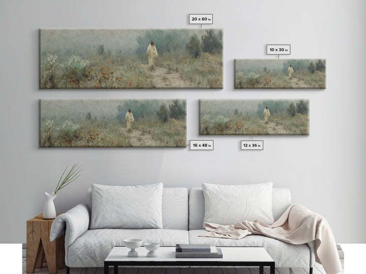 Silent Ascension, Framed Canvas Print, Christian Art Canvas, Christian Wall Art, Jesus Painting, Panoramic Wall Art, Subtle Christian Art