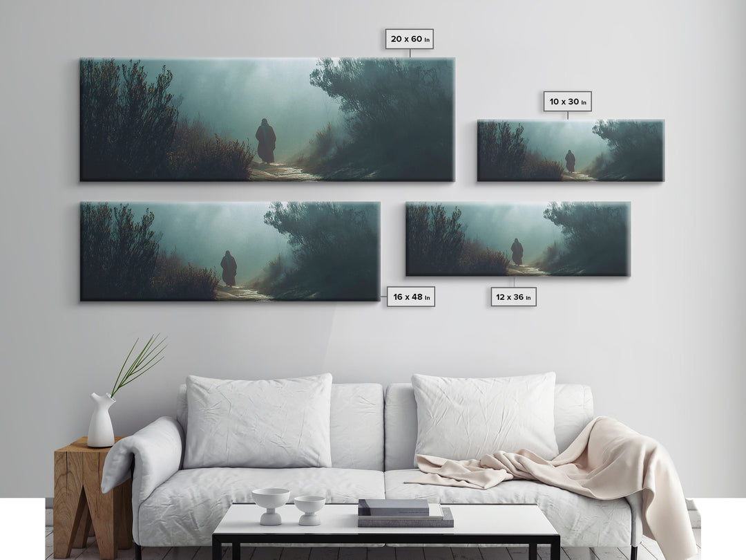 Shrouded Wilderness Path – Framed Canvas Print – Christian Wall Art – Panoramic Painting – Jesus Art Print – Christian Art Canvas – Christm