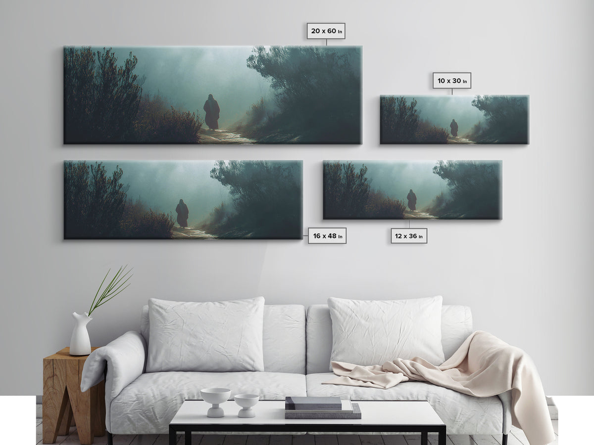 Shrouded Wilderness Path – Framed Canvas Print – Christian Wall Art – Panoramic Painting – Jesus Art Print – Christian Art Canvas – Christm