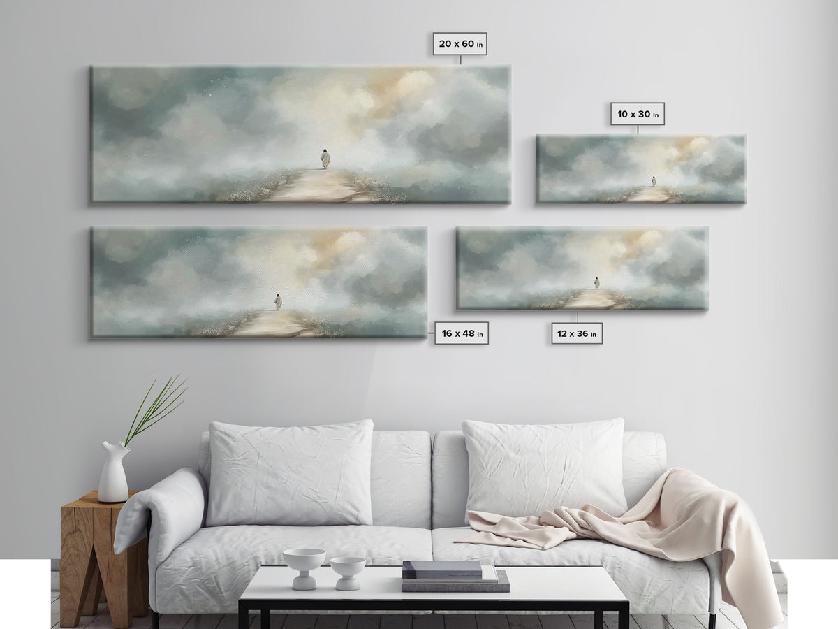 Pastoral Shepherd Calm | Framed Canvas Print | Christian Wall Art | Christian Art Canvas | Panoramic Art | Vintage Christian Art | Christma