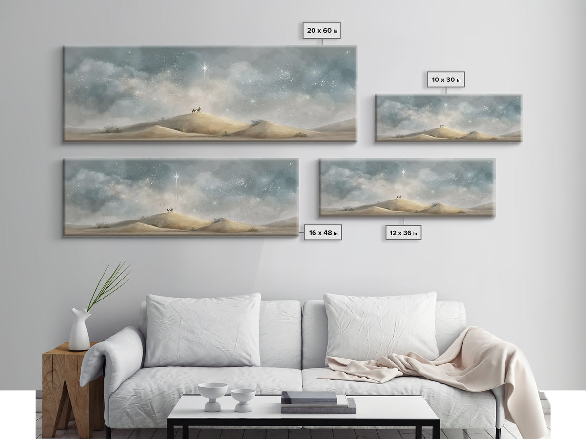 Wandering Star Path | Framed Canvas Print | Christian Wall Art | Panoramic Art | Christian Christmas Art | Christian Art Canvas | Jesus Pai