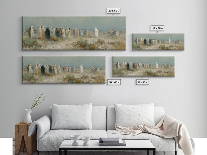 Sermon In The Wilderness, Framed Canvas Print, Panoramic Wall Art, Christian Art Canvas, Christian Painting, Modern Christian Art, Christia