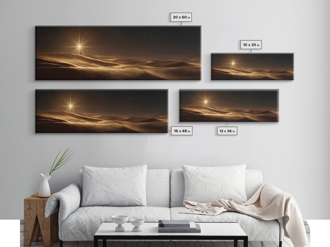 Desert Star Glory, Framed Canvas Print, Panoramic Art, Christian Wall Art, Jesus Painting, Christian Christmas Art, Christian Art Canvas