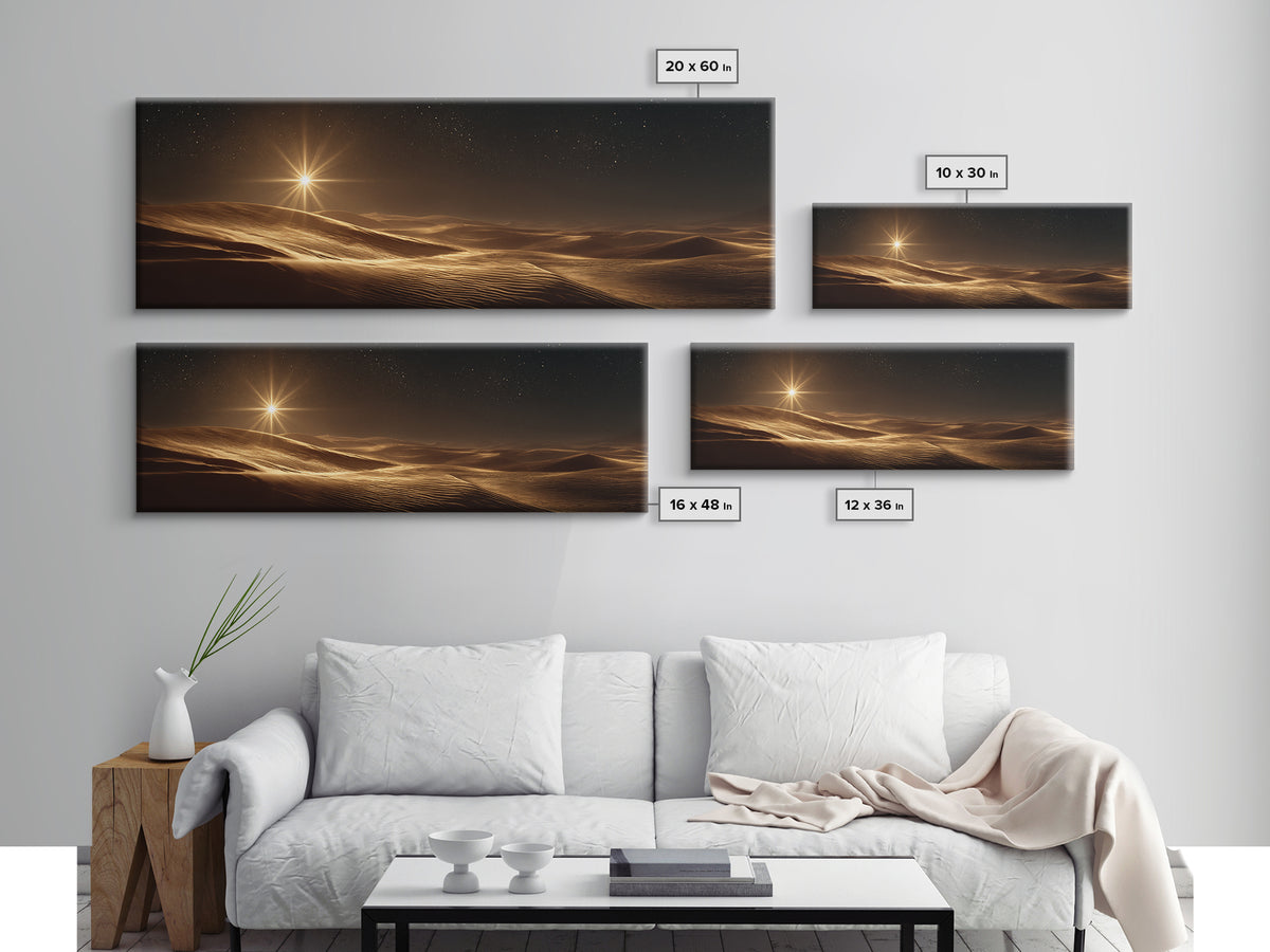 Desert Star Glory, Framed Canvas Print, Panoramic Art, Christian Wall Art, Jesus Painting, Christian Christmas Art, Christian Art Canvas