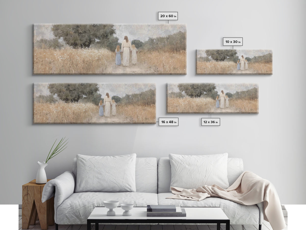 Silent Faith Journey | Framed Canvas Print | Panoramic Painting | Christian Art | Jesus Painting | Christian Christmas Art | Christian Wall
