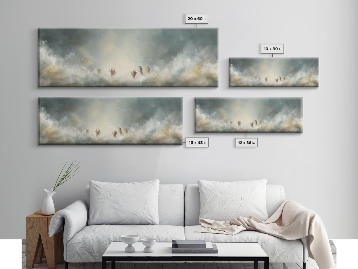 Heavenward Hands – Framed Canvas Print – Panoramic Frame – Christian Art – Christian Art Canvas – Christian Painting – Christian Christmas
