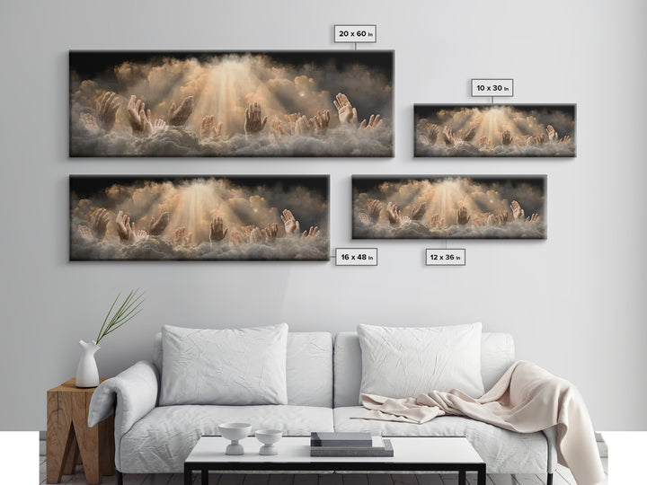 Heavenward Praise – Framed Canvas Print – Christian Wall Art – Panoramic Art – Christian Art Canvas – Jesus Painting – Christian Decor