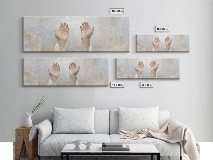 Hands Of Hope, Framed Canvas Print, Christian Art Canvas, Panoramic Wall Art, Christian Art Print, Christian Painting, Christian Gift