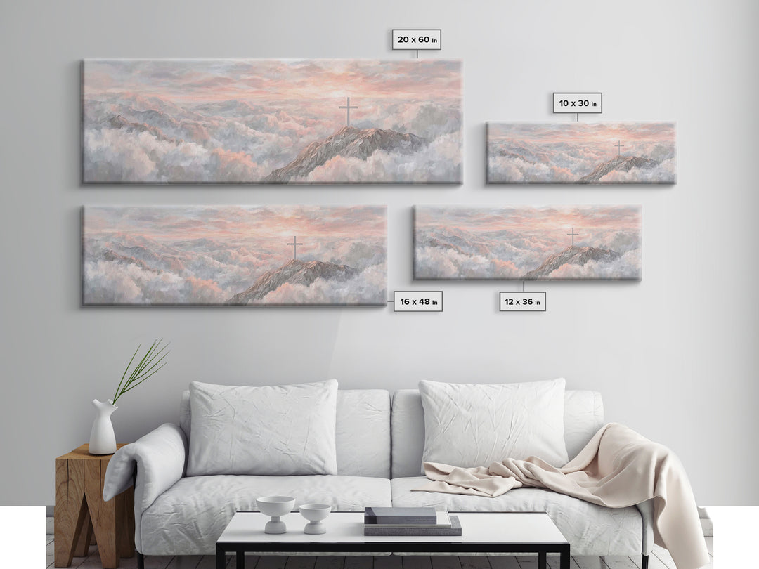 Mountain Of Mercy | Framed Canvas Print | Christian Art Canvas | Panoramic Wall Art | Christian Paintings | Christian Christmas Art | Chris