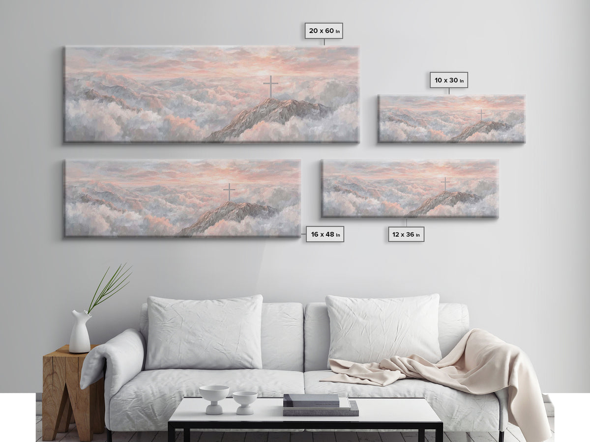 Mountain Of Mercy | Framed Canvas Print | Christian Art Canvas | Panoramic Wall Art | Christian Paintings | Christian Christmas Art | Chris