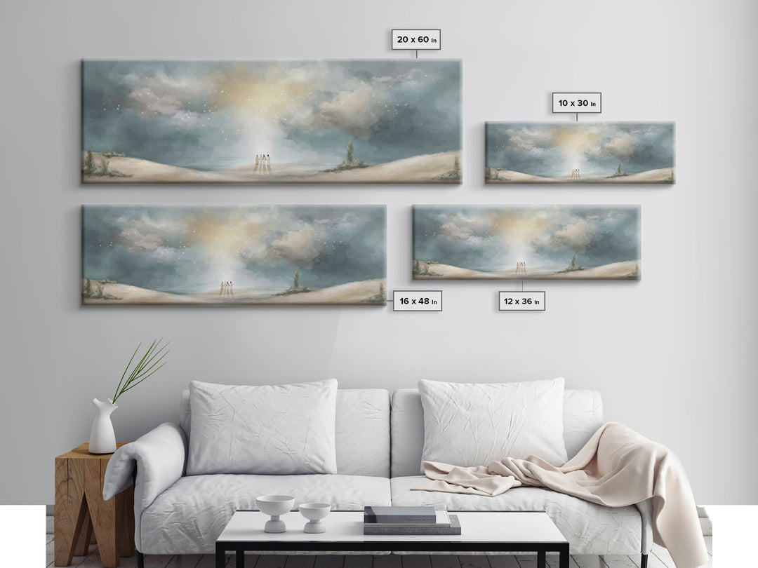 Heavenly Gathering, Framed Canvas Print, Panoramic Print, Christian Art, Christian Wall Art, Christian Art Canvas, Moody Christian Art
