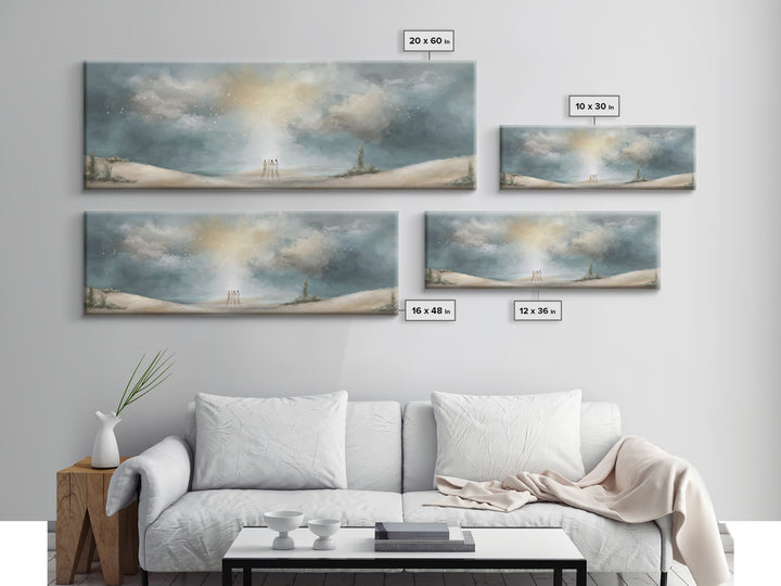 Heavenly Gathering, Framed Canvas Print, Panoramic Print, Christian Art, Christian Wall Art, Christian Art Canvas, Moody Christian Art