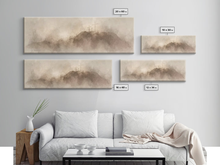 Hill Of Redemption – Framed Canvas Print – Christian Wall Art – Panoramic Painting – Christian Art Canvas – Christian Art – Christian Gift