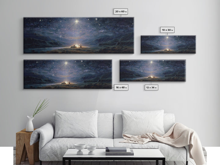 Holy Night Wonder - Framed Canvas Print - Panoramic Painting - Christian Art Canvas - Christmas Art - Christian Wall Art - Christian Art Gi
