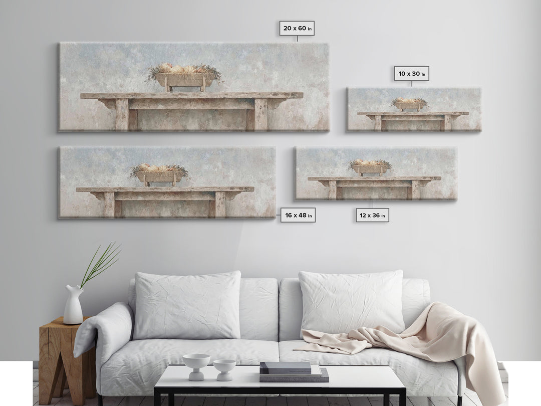 Holy Cradle | Framed Canvas Print | Christian Wall Art | Christian Gift Ideas | Extra Wide Art | Christmas Wall Art