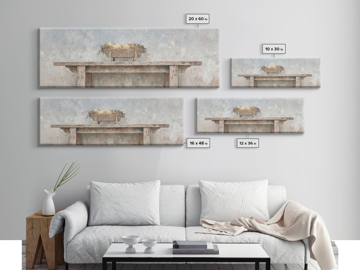 Holy Cradle | Framed Canvas Print | Christian Wall Art | Christian Gift Ideas | Extra Wide Art | Christmas Wall Art