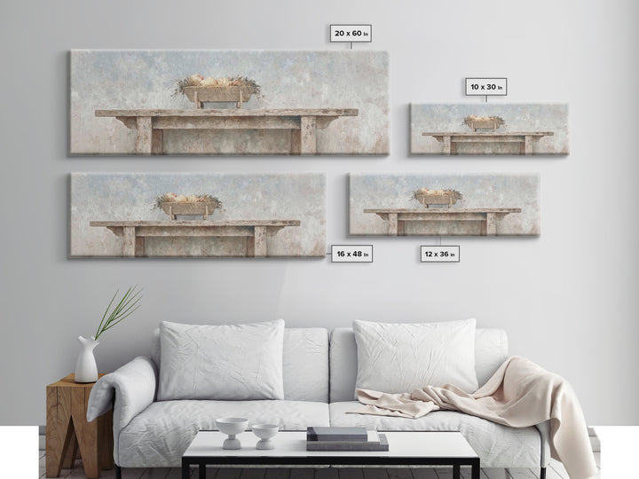 Holy Cradle | Framed Canvas Print | Christian Wall Art | Christian Gift Ideas | Extra Wide Art | Christmas Wall Art