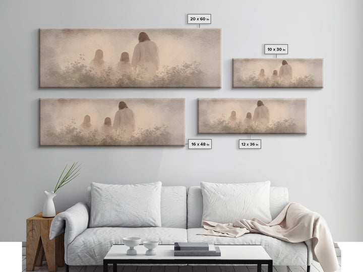 Fields Of His Peace - Framed Canvas Print - Panoramic Frame - Christian Art Prints - Jesus Art Print - Christian Decor