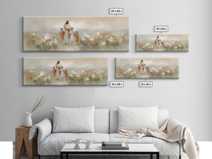 Guided By His Love, Framed Canvas Print, Panoramic Art, Christian Wall Art, Jesus Painting Canvas, Christian Gift