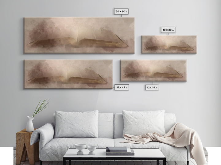Living Word Glory, Framed Canvas Print, Panoramic Painting, Christian Art, Christian Art Canvas, Christian Wall Art, Christian Art Print